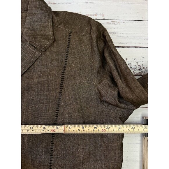 J Jill Women’s Linen Blend Blazer Size L Lagen Boho Stitched Pockets Academia - Picture 6 of 12